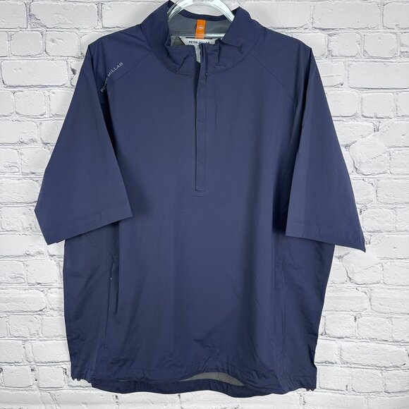 Peter Millar Men's Sport Shield Short Sleeve Golf Waterproof Rain Shell, XL Navy - Picture 3 of 16